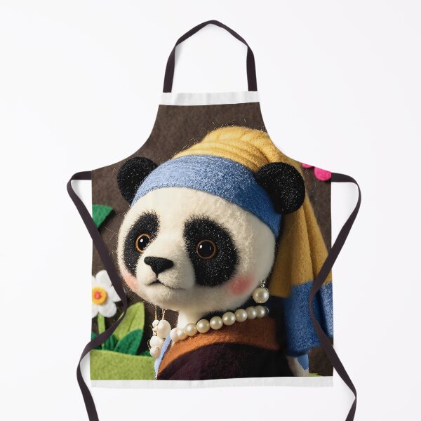 Item preview, Felt-style panda with pearl earrings designed and sold by JumpLoe.
