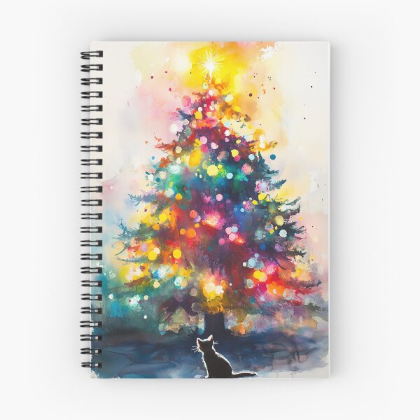 Item preview, Black Cat looking at Christmas Tree Abstract designed and sold by laurashawart.