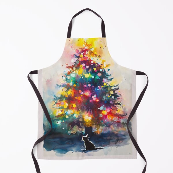 Item preview, Black Cat looking at Christmas Tree Abstract designed and sold by laurashawart.