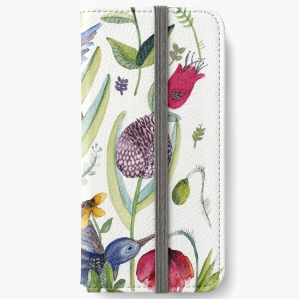 exotic garden and hummingbirds iPhone Wallet