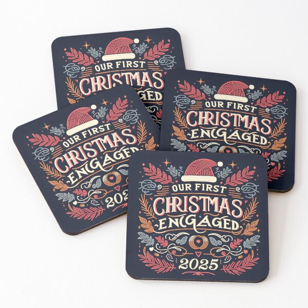 Item preview, Our first Christmas engaged, typography designed and sold by maxmaj.