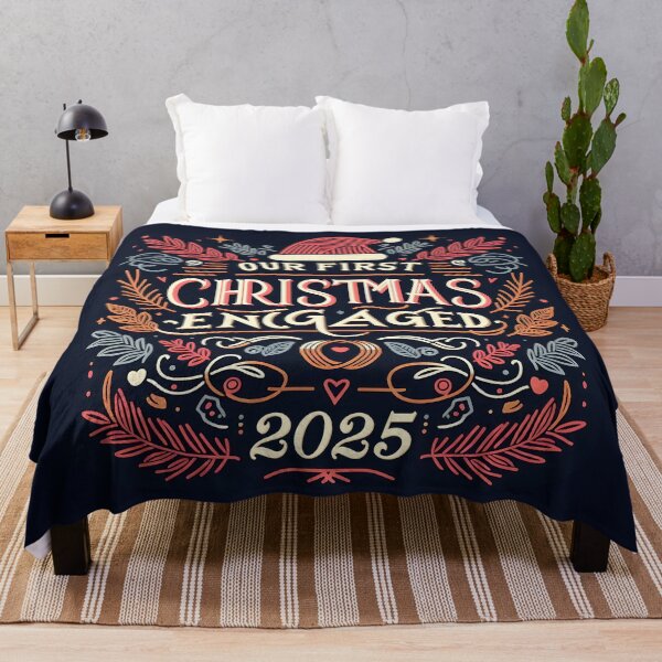 Item preview, Our first Christmas engaged, typography designed and sold by maxmaj.