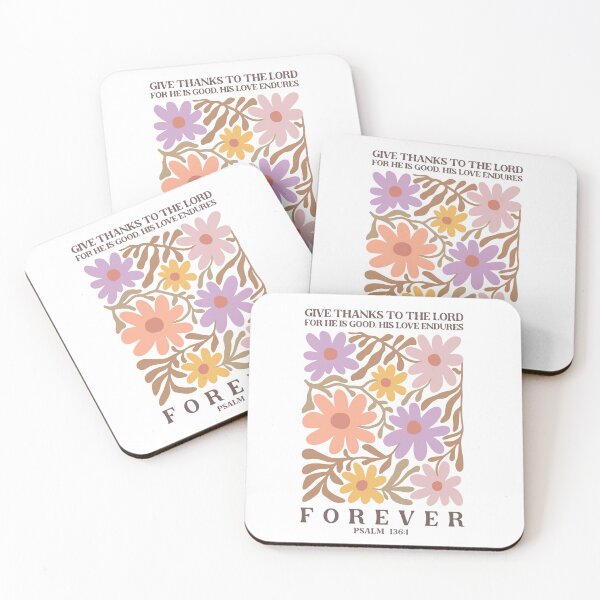 Item preview, Psalm 136:1 Give Thanks To the Lord For He is Good , His Love Endures FOREVER Christian Boho floral design designed and sold by Dominika Farkašová.