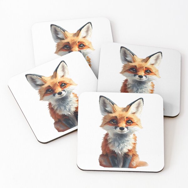 Item preview, Adorable illustrated fox with bright orange fur and expressive eyes designed and sold by SeaSoulArt.