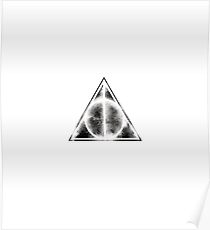 HP Hallows - sand explosion voids with background (black) - wand, cloak , stone Poster