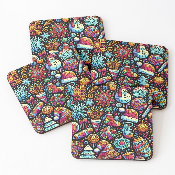 Item preview, Psychedelic Snowflakes and Winter Icons Doodle with Randomized Colors designed and sold by Imaginarium of Chaos falcon88 .