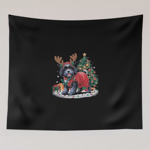 Aperçu de l'œuvre Cockapoo noir - Magnifique renne - Arbre de lumières de Noël - Père Noël créée et vendue par GRABAPSHOP.