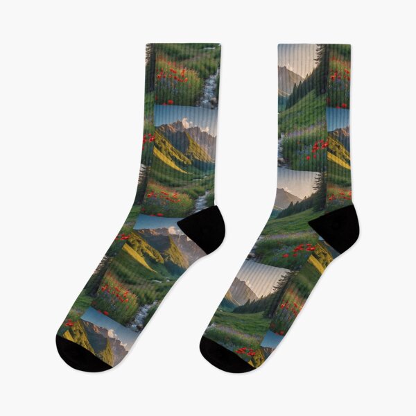 Item preview, Serene Mountain Valley Sunrise with Wildflowers designed and sold by Lee-collections.