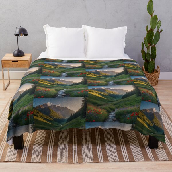 Item preview, Serene Mountain Valley Sunrise with Wildflowers designed and sold by Lee-collections.