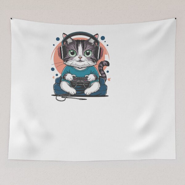 Item preview, gamer cat designed and sold by feelmydance.