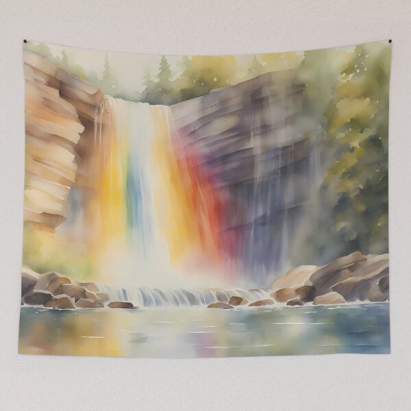 Item preview, Rainbow Waterfall in Forest designed and sold by CalmnessbyChoice.