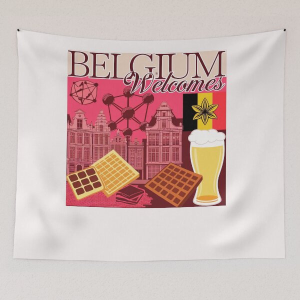 Item preview, Belgium Welcomes Flag Map designed and sold by AnimalsDH305.