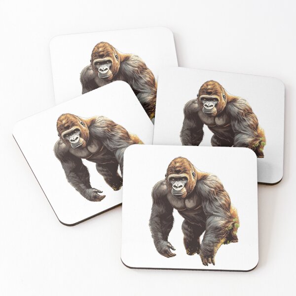 Item preview, High-quality vector illustration of a gorilla (or King Kong), with strong, expressive details and a powerful, realistic pose.  designed and sold by ThaiArtShop.