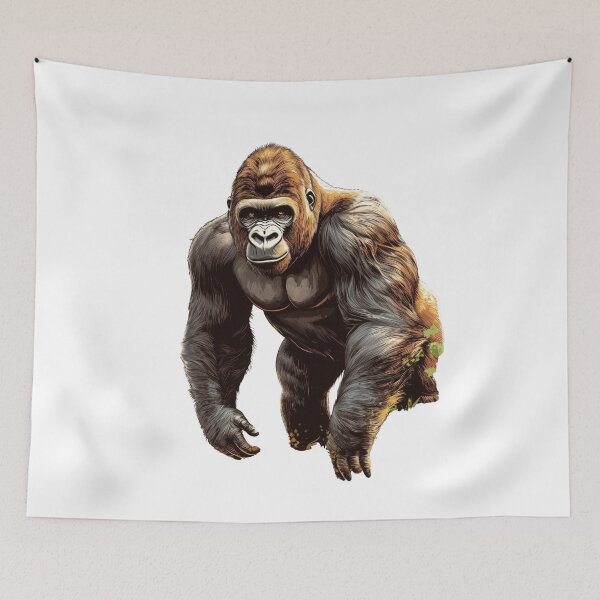 Item preview, High-quality vector illustration of a gorilla (or King Kong), with strong, expressive details and a powerful, realistic pose.  designed and sold by ThaiArtShop.