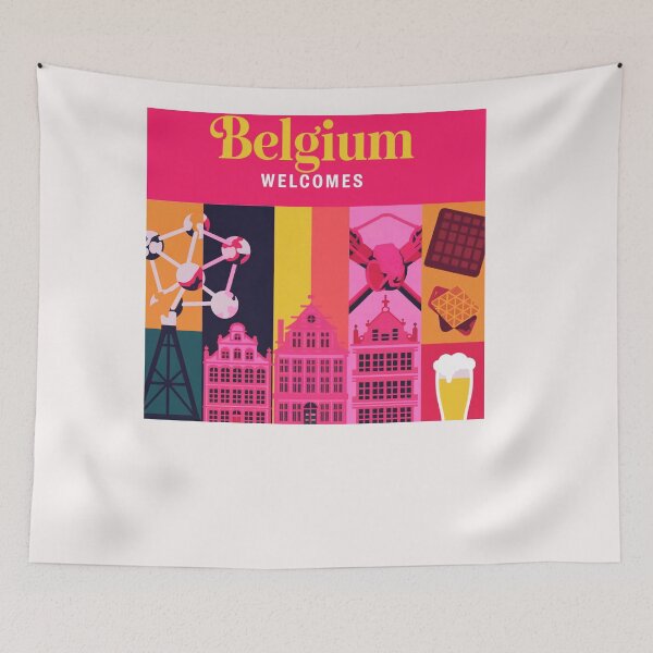 Item preview, Belgium Welcomes Flag Map designed and sold by AnimalsDH305.