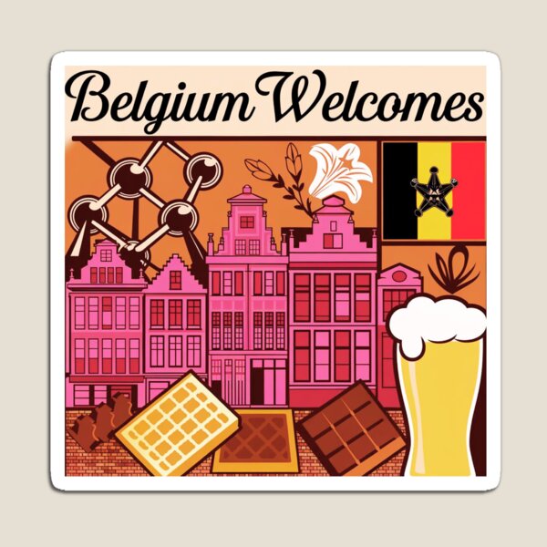 Item preview, Belgium Welcomes Flag Map designed and sold by AnimalsDH305.