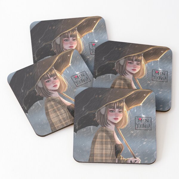 Item preview, Sad Girl in Rainy Day, Holding Umbrella, Short Hair, Dramatic Lighting Digital Art designed and sold by minyoonga.