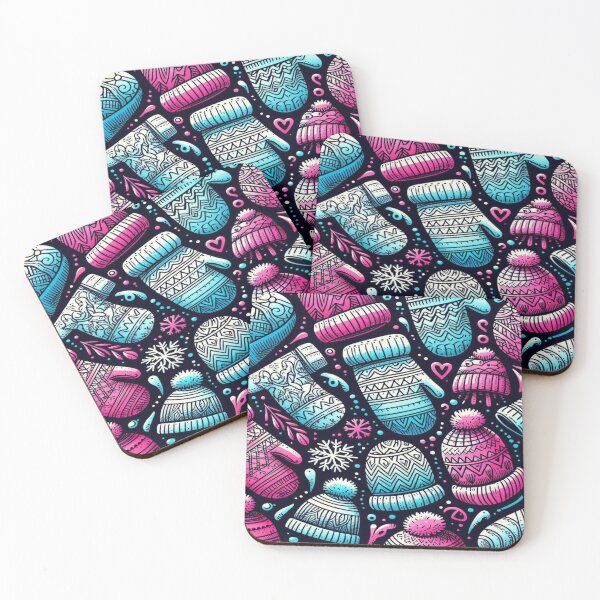Item preview, Doodle Pattern of Cozy Winter Mittens and Scarves in Psychedelic Tones designed and sold by Imaginarium of Chaos falcon88 .