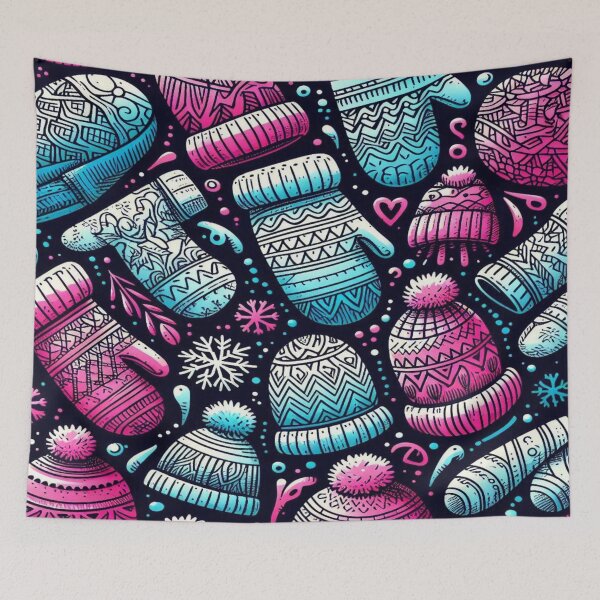Item preview, Doodle Pattern of Cozy Winter Mittens and Scarves in Psychedelic Tones designed and sold by Imaginarium of Chaos falcon88 .