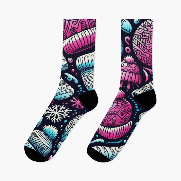 Item preview, Doodle Pattern of Cozy Winter Mittens and Scarves in Psychedelic Tones designed and sold by Imaginarium of Chaos falcon88 .