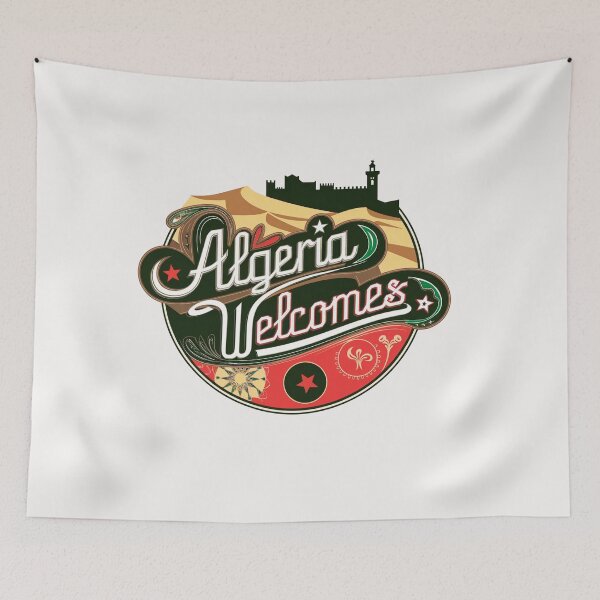 Item preview, ALGERIA WELCOMES FLAG MAP designed and sold by AnimalsDH305.