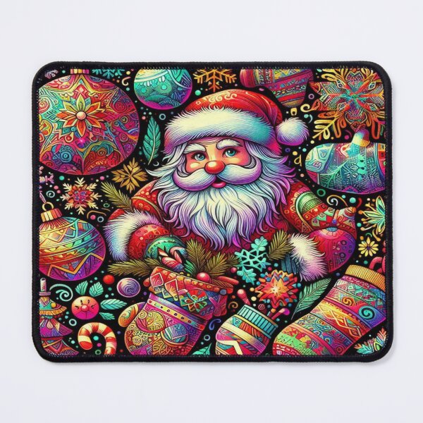 Artikelvorschau, Skurriles Doodle-Muster mit Weihnachtsmann und Winterartikeln in psychedelischen Farben entworfen und verkauft von Imaginarium of Chaos falcon88 .