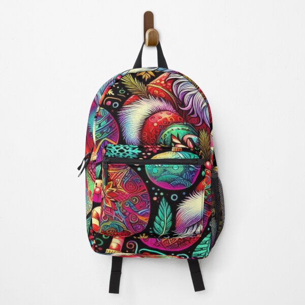 Item preview, Whimsical Doodle Pattern of Santa and Winter Items with Psychedelic Colors designed and sold by Imaginarium of Chaos falcon88 .