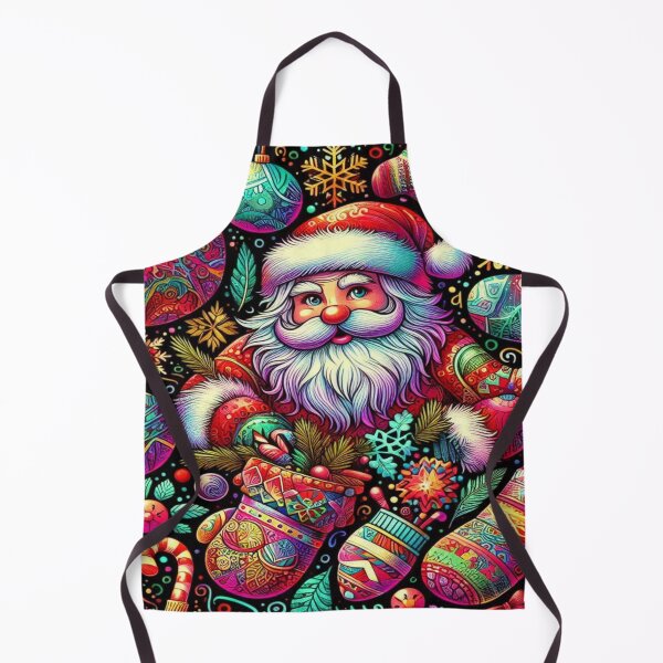 Artikelvorschau, Skurriles Doodle-Muster mit Weihnachtsmann und Winterartikeln in psychedelischen Farben entworfen und verkauft von Imaginarium of Chaos falcon88 .