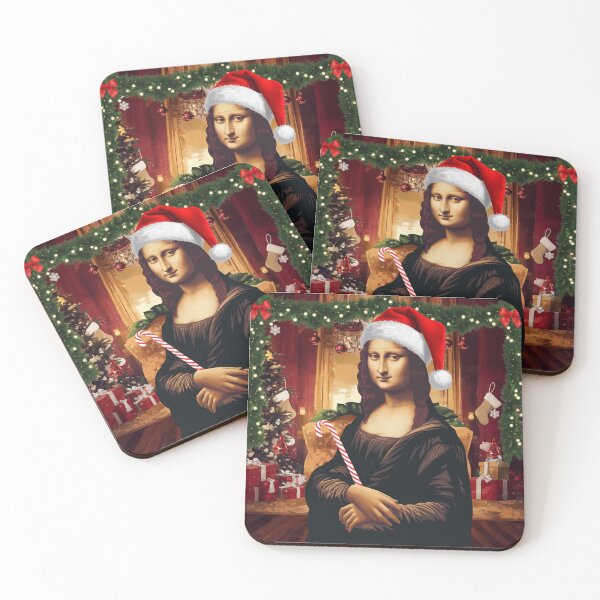Item preview, The Mona Lisa celebrating christmas, art christmas designed and sold by NoetherSym.