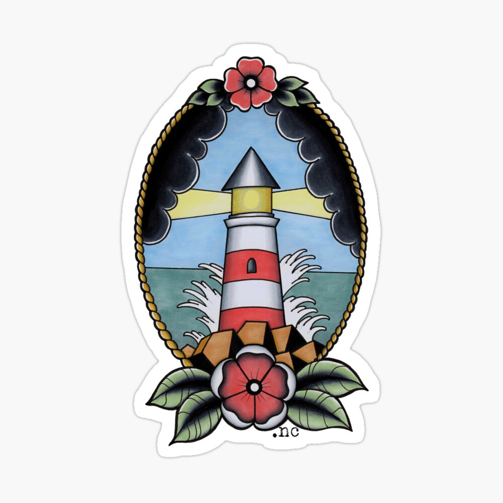 American Traditional Lighthouse Art Print by Djamila Dawson | Society6