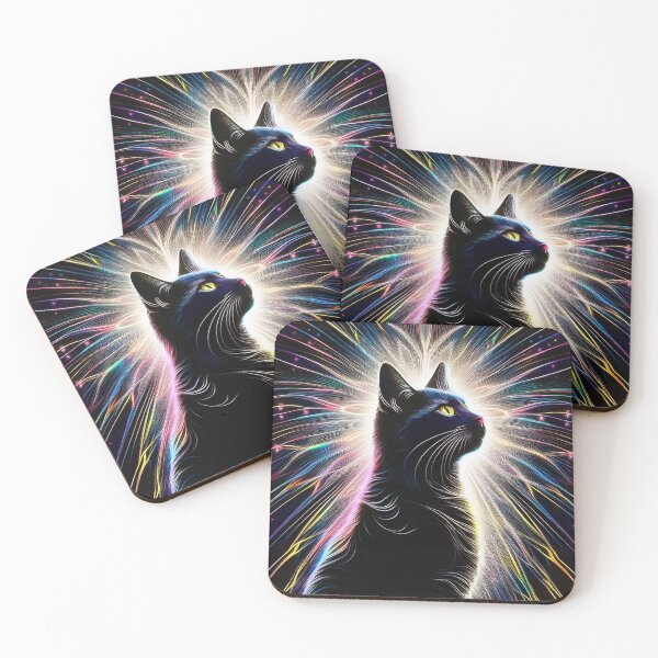 Item preview, Beautiful cat silhouette with colors bursting designed and sold by Photopat.