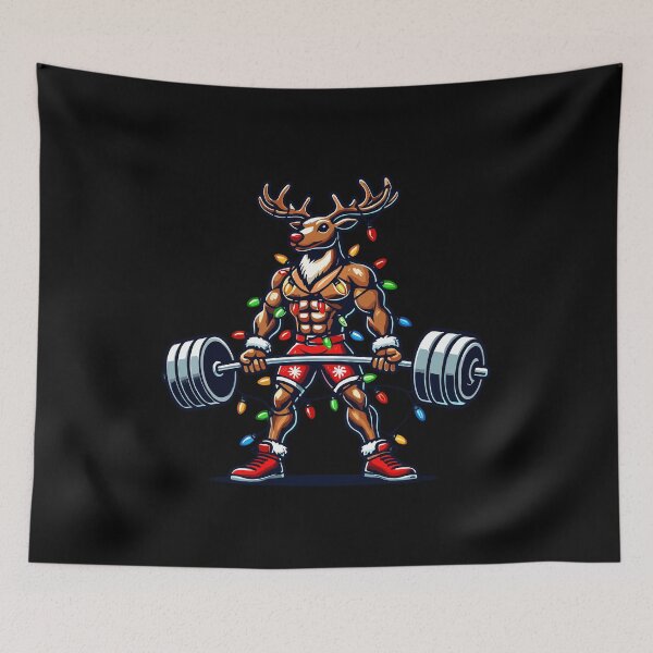Item preview, Christmas Reindeer Bodybuilder Humor designed and sold by LuminOrb.