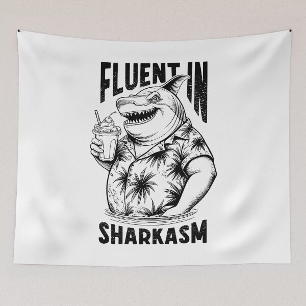 Item preview, Fluent In Sharkasm Funny Sarcastic Shark Lover Beach Pun designed and sold by GrandeDuc.