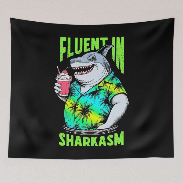 Item preview, Fluent In Sharkasm Funny Sarcastic Shark Lover Beach Pun designed and sold by GrandeDuc.