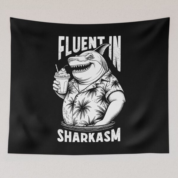 Item preview, Fluent In Sharkasm Funny Sarcastic Shark Lover Beach Pun designed and sold by GrandeDuc.