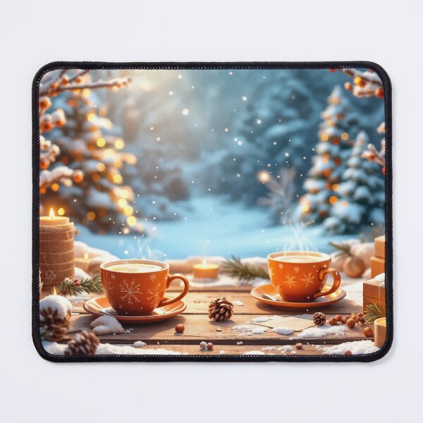 Item preview, A cozy 3D pattern background featuring warm hot drinks and snowy scenery, perfect for winter gatherings and festive celebrations. designed and sold by AlwaysHome.