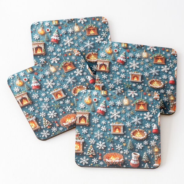 Item preview, A vibrant 3D pattern background featuring snowflakes and cozy fireplaces, creating a cheerful winter atmosphere for festive designs. designed and sold by AlwaysHome.