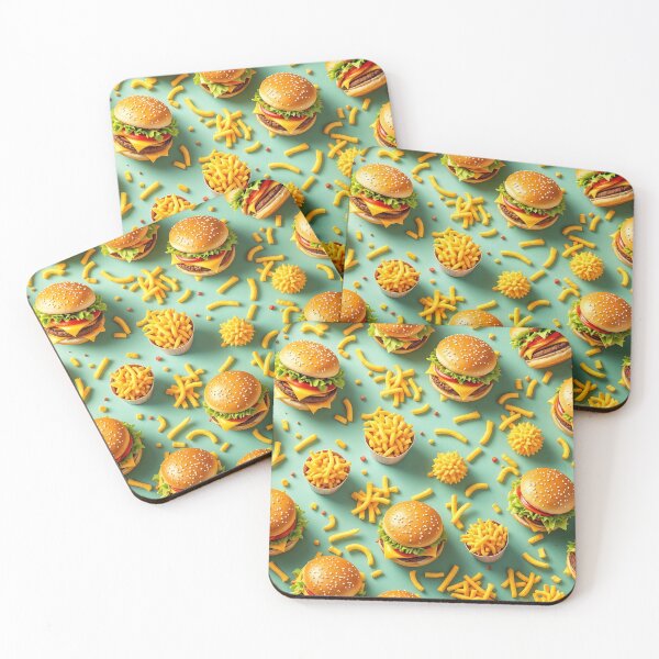 Item preview, A vibrant 3D pattern background featuring delicious burgers and fries, perfect for promoting fast food restaurants and casual dining experiences. designed and sold by AlwaysHome.