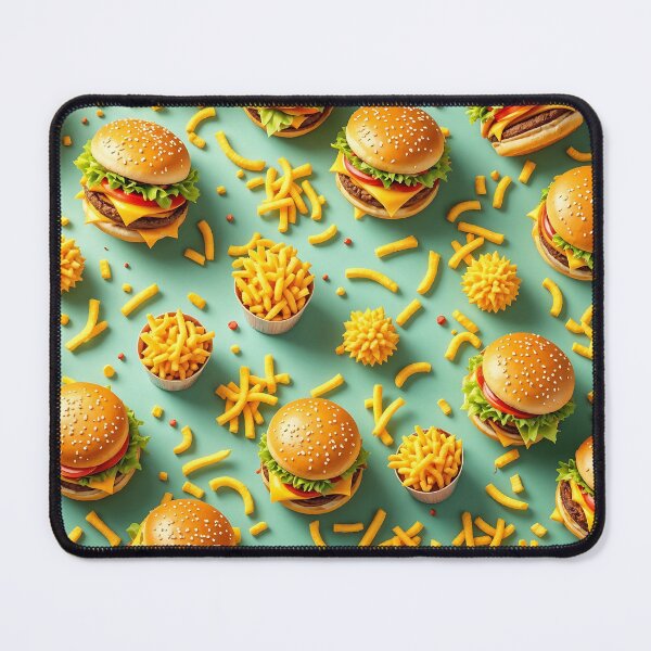 Item preview, A vibrant 3D pattern background featuring delicious burgers and fries, perfect for promoting fast food restaurants and casual dining experiences. designed and sold by AlwaysHome.