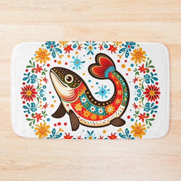 Item preview, Scandinavian Folk Art happy leaping fish by heidiannemorris © designed and sold by FOLK ART FUSION by heidiannemorris.