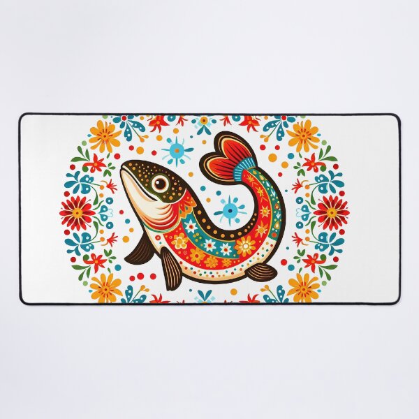 Item preview, Scandinavian Folk Art happy leaping fish by heidiannemorris © designed and sold by FOLK ART FUSION by heidiannemorris.