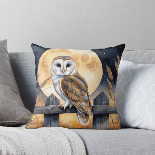 Item preview, Barn Owl Under Harvest Moon designed and sold by WaterBirdArt.