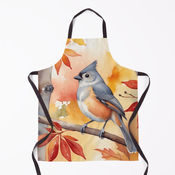 Item preview, Tufted Titmouse in Fall Leaves designed and sold by WaterBirdArt.