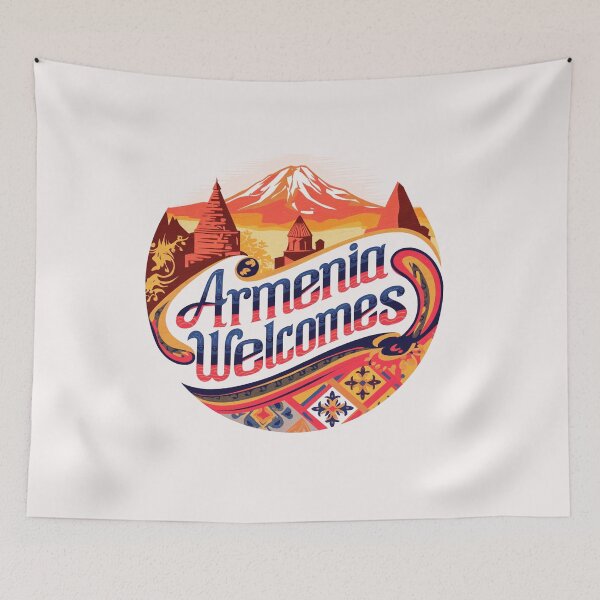 Item preview, Armenia Welcomes Flag Map designed and sold by AnimalsDH305.