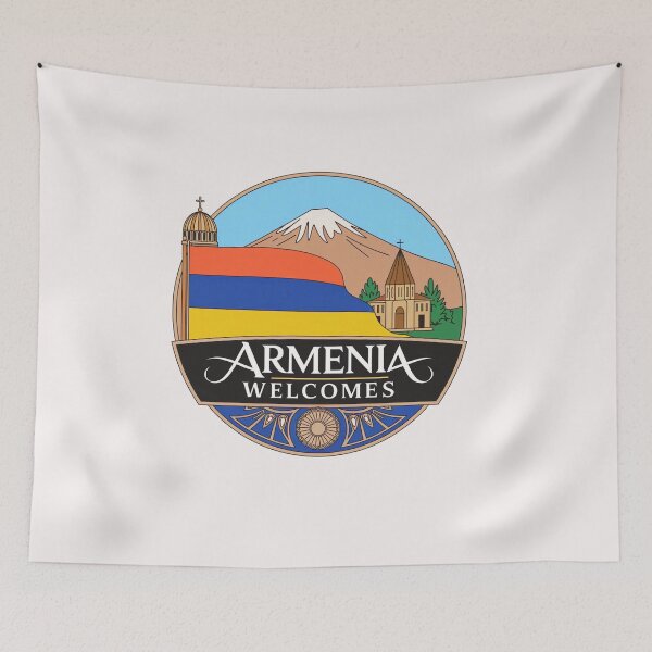 Item preview, Armenia Welcomes Flag Map designed and sold by AnimalsDH305.