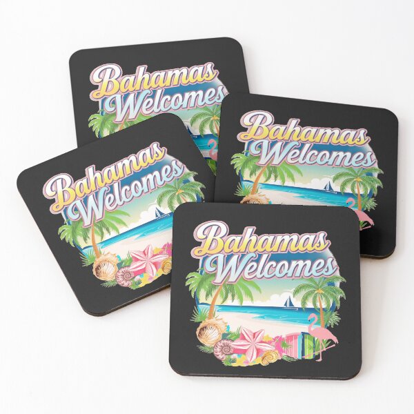 Item preview, Bahamas Welcomes Flag Map designed and sold by AnimalsDH305.