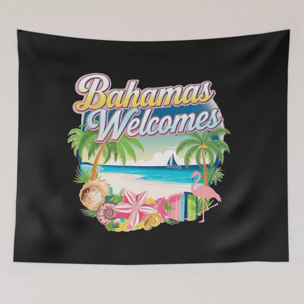 Item preview, Bahamas Welcomes Flag Map designed and sold by AnimalsDH305.