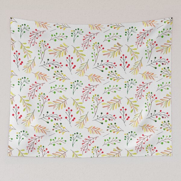 Item preview, Leaves and Berries Pattern  designed and sold by DigitalGemArt.