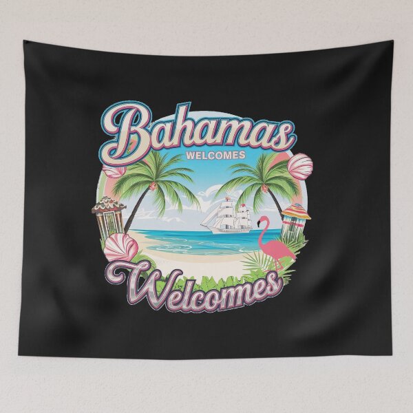 Item preview, Bahamas Welcomes Flag Map designed and sold by AnimalsDH305.