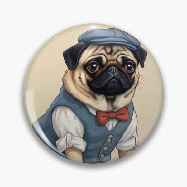 Item preview, Beatrix Potter Style cute Andrew the Pug  at his home vintage illustration art designed and sold by Vintage Designs +.
